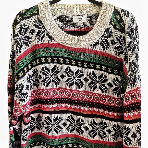 Aerie Nordic Snowflakes Christmas Pullover Sweater Size Medium - Picture 2 of 6